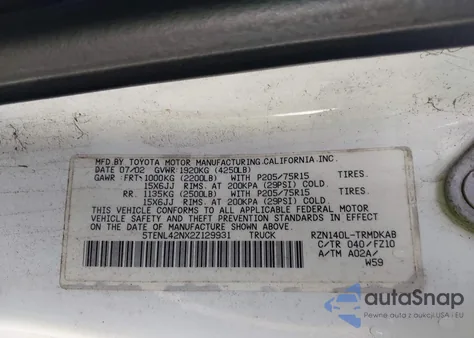 2002 Toyota Tacoma from USA, damaged, VIN 5TENL42NX2Z129931